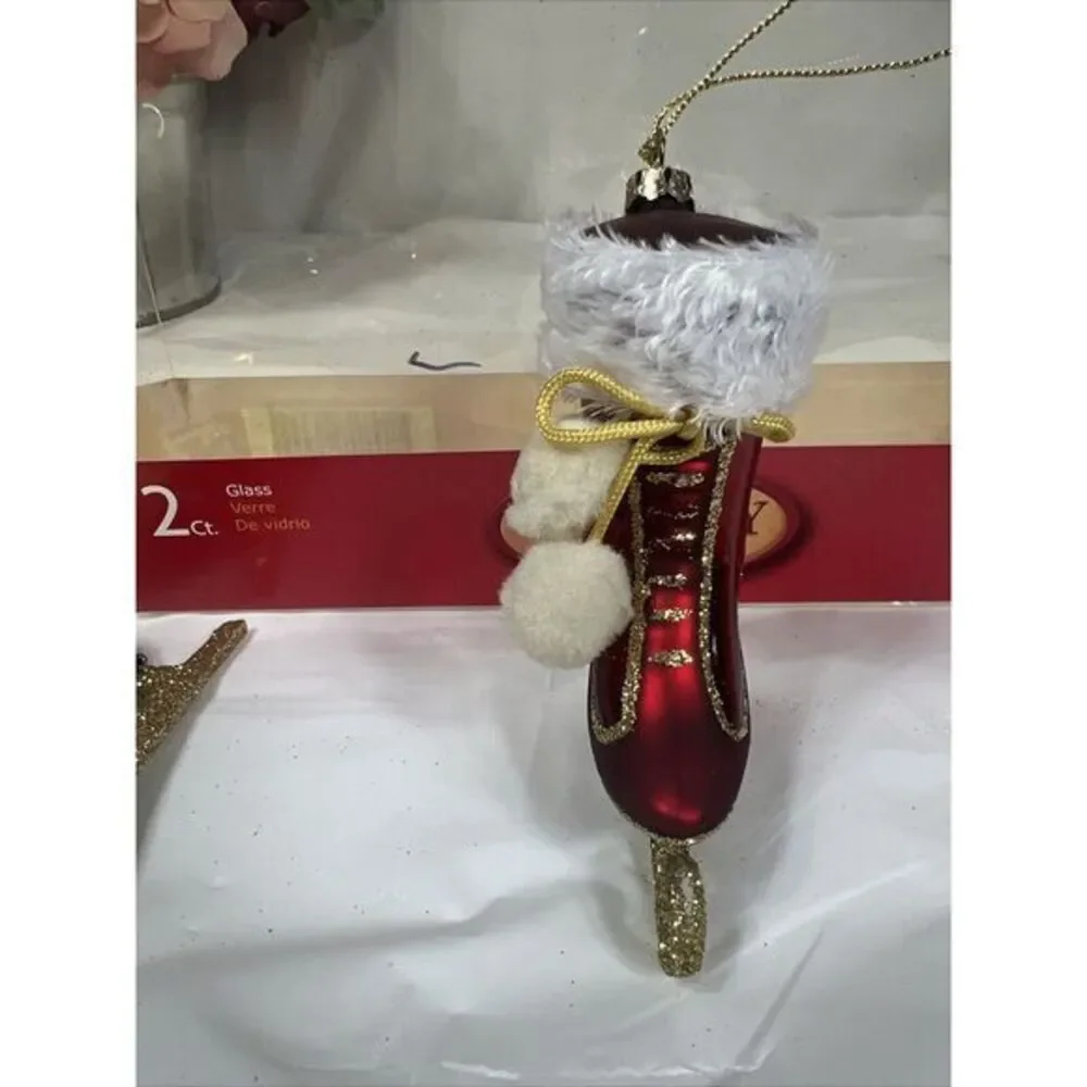 Holiday Living‎ Santa Glass Blown Ice Skates